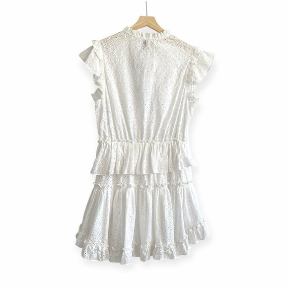 MISA LOS ANGELES Iliana Tiered Eyelet Mini Dress , Size L, White, New with tag - Picture 5 of 16